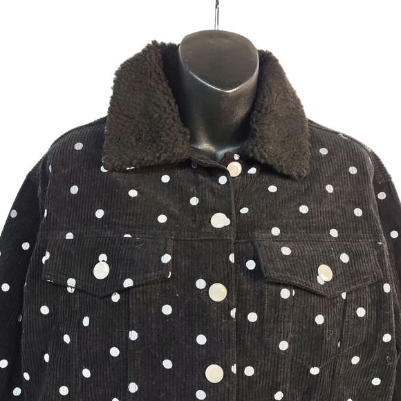 Fika the Brand Women's Black White Corduroy Polka Dot Cropped Jacket Siz… - Picture 5 of 10